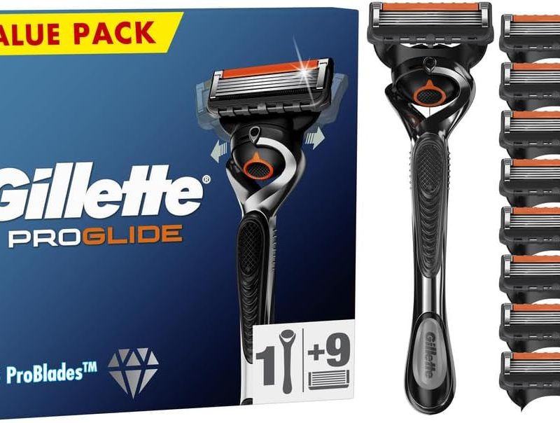 Gillette ProGlide Men's Razor with Flexball Technology + 9 Razor Blade Refills with Precision Trimmer, 5 Anti-Friction Blades