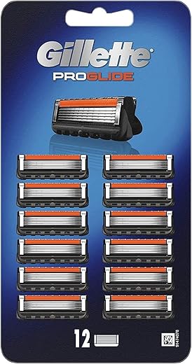 Gillette ProGlide Razor Blades Men Pack of 12 Razor Blade Refills with Precision Trimmer, 5 Anti-Friction Blades