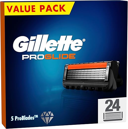 Gillette ProGlide Razor Blades Men, Pack of 24 Razor Blade Refills with Precision Trimmer, 5 Anti-Friction Blades, Packaging May Vary