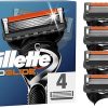 Gillette ProGlide Razor Blades Men, Pack of 4 Razor Blade Refills with Precision Trimmer, 5 Anti-Friction Blades