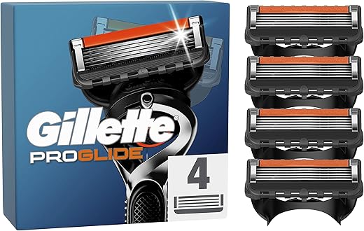 Gillette ProGlide Razor Blades Men, Pack of 4 Razor Blade Refills with Precision Trimmer, 5 Anti-Friction Blades