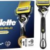 Gillette ProShield Power Men's Razor + 9 Razor Blade Refills with Precision Trimmer, 5 Anti-Friction Razor Blades
