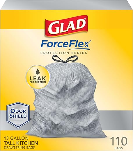 Glad Protection Series Force Flex Drawstring Odor Shield 13 Gallon 1/110ct