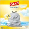 Glad Trash Bags, ForceFlex Tall Kitchen Drawstring Garbage Bags, 13 Gal, Fresh Clean Scent with Febreze, 110 Ct