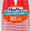 Hefty Disposable Mini Plastic Cups, Red, 2 Ounce, 30 Count (Pack of 10), 300 Total