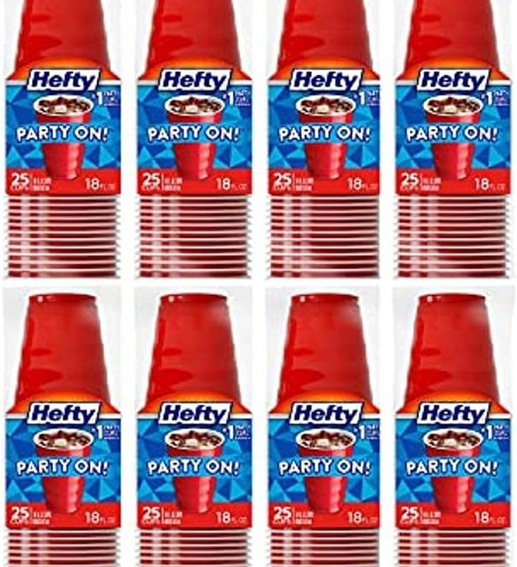 Hefty Party On Disposable Plastic Cups, Red, 18 Ounce 200 count