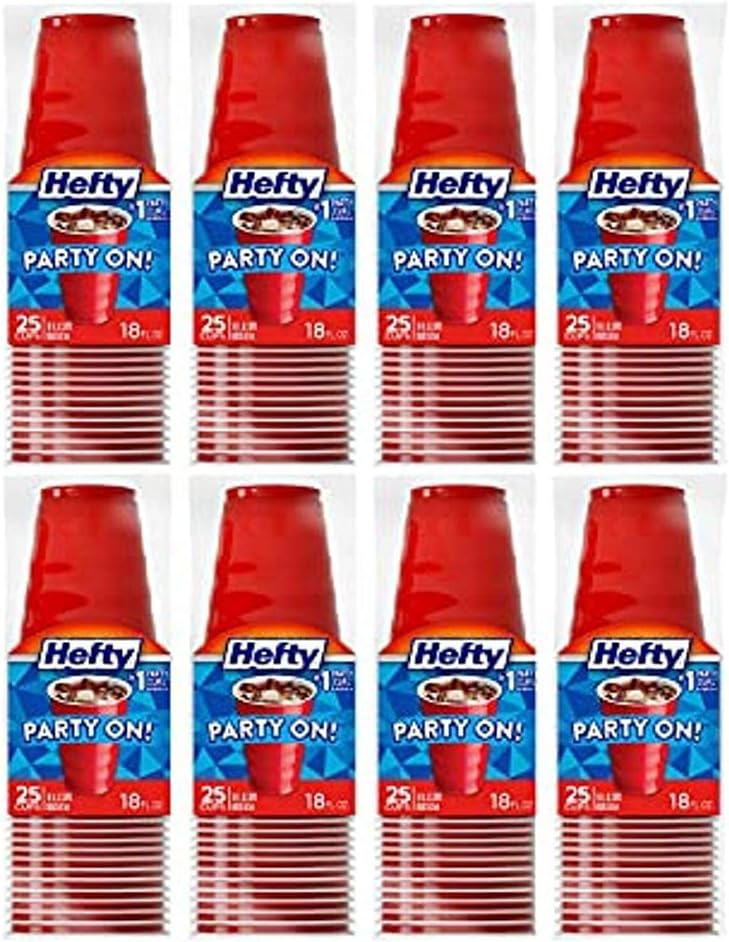 Hefty Party On Disposable Plastic Cups, Red, 18 Ounce 200 count