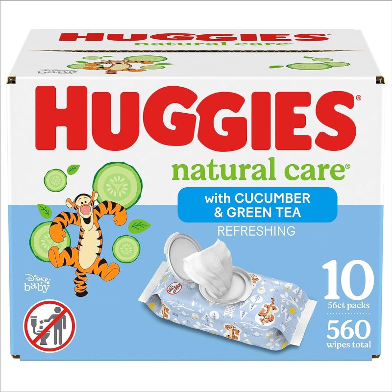 Huggies Natural Care Refreshing Baby Wipes, Hypoallergenic, Scented, 10 Flip-Top Packs (560 Wipes Total)