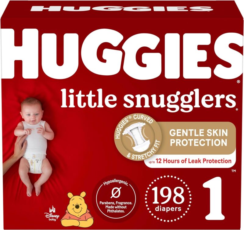 Huggies Size 1 Diapers, Little Snugglers Diapers, Size 1 (8-14 lbs), 198 Ct