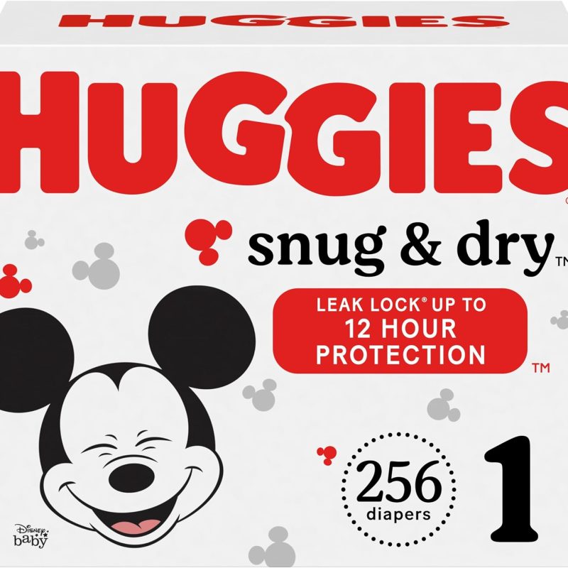 Huggies Size 1 Diapers, Snug & Dry Newborn Diapers, Size 1 (8-14 lbs), 256 Ct
