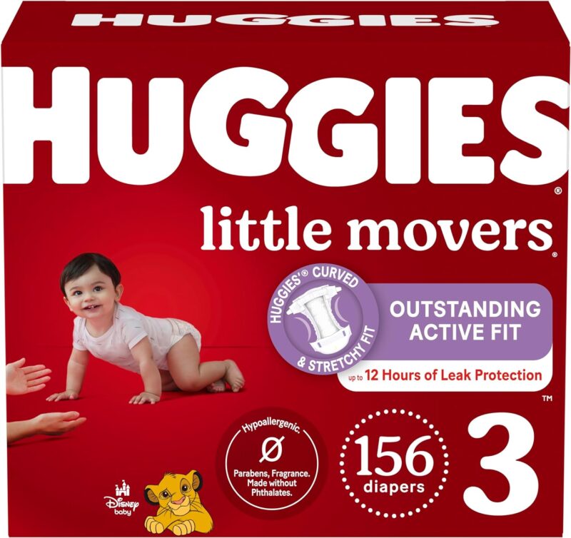 Huggies Size 3 Diapers, Little Movers Baby Diapers, Size 3 (16-28 lbs), 156 Count
