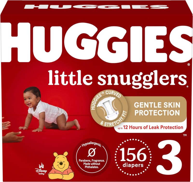 Huggies Size 3 Diapers, Little Snugglers Baby Diapers, Size 3 (16-28 lbs), 156 Ct