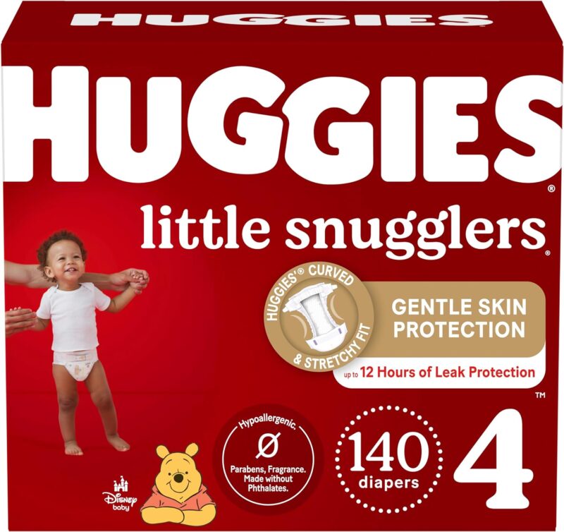 Huggies Size 4 Diapers, Little Snugglers Baby Diapers, Size 4 (22-37 lbs), 140 Ct
