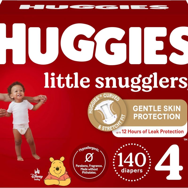 Huggies Size 4 Diapers, Little Snugglers Baby Diapers, Size 4 (22-37 lbs), 140 Ct