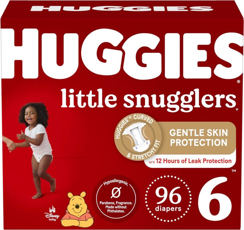 Huggies Size 6 Diapers, Little Snugglers Baby Diapers, Size 6 (35+ lbs), 96 Count
