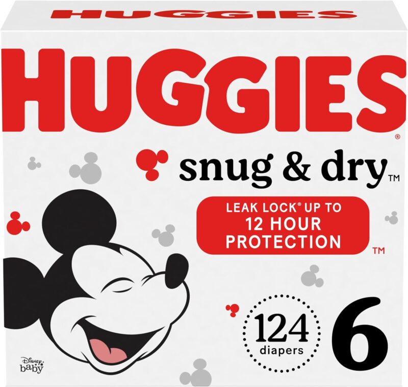 Huggies Size 6 Diapers, Snug & Dry Baby Diapers, Size 6 (35+ lbs), 124 Count
