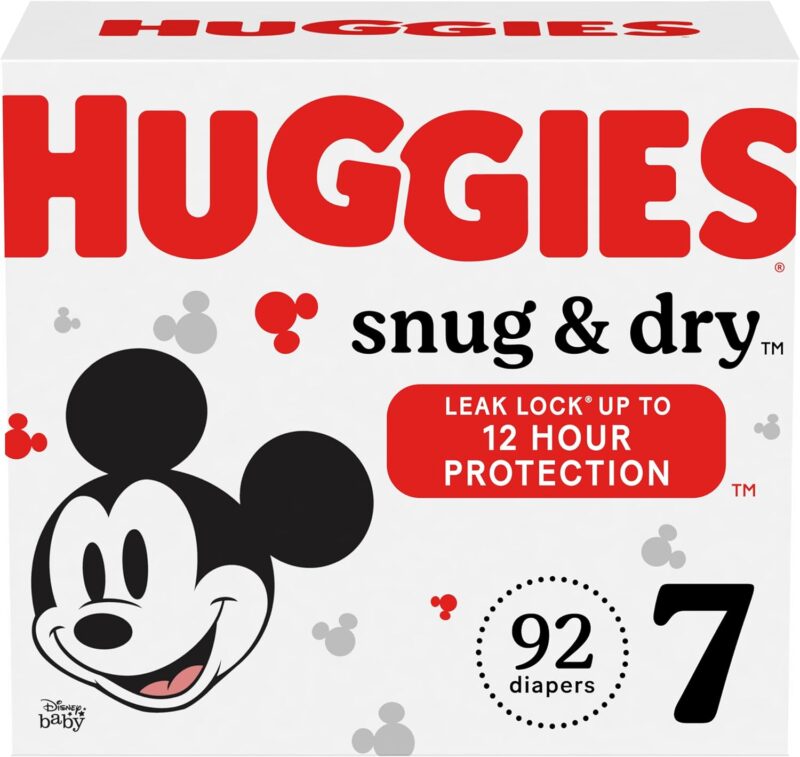 Huggies Size 7 Diapers, Snug & Dry Baby Diapers, Size 7 (41+ lbs), 92 Ct