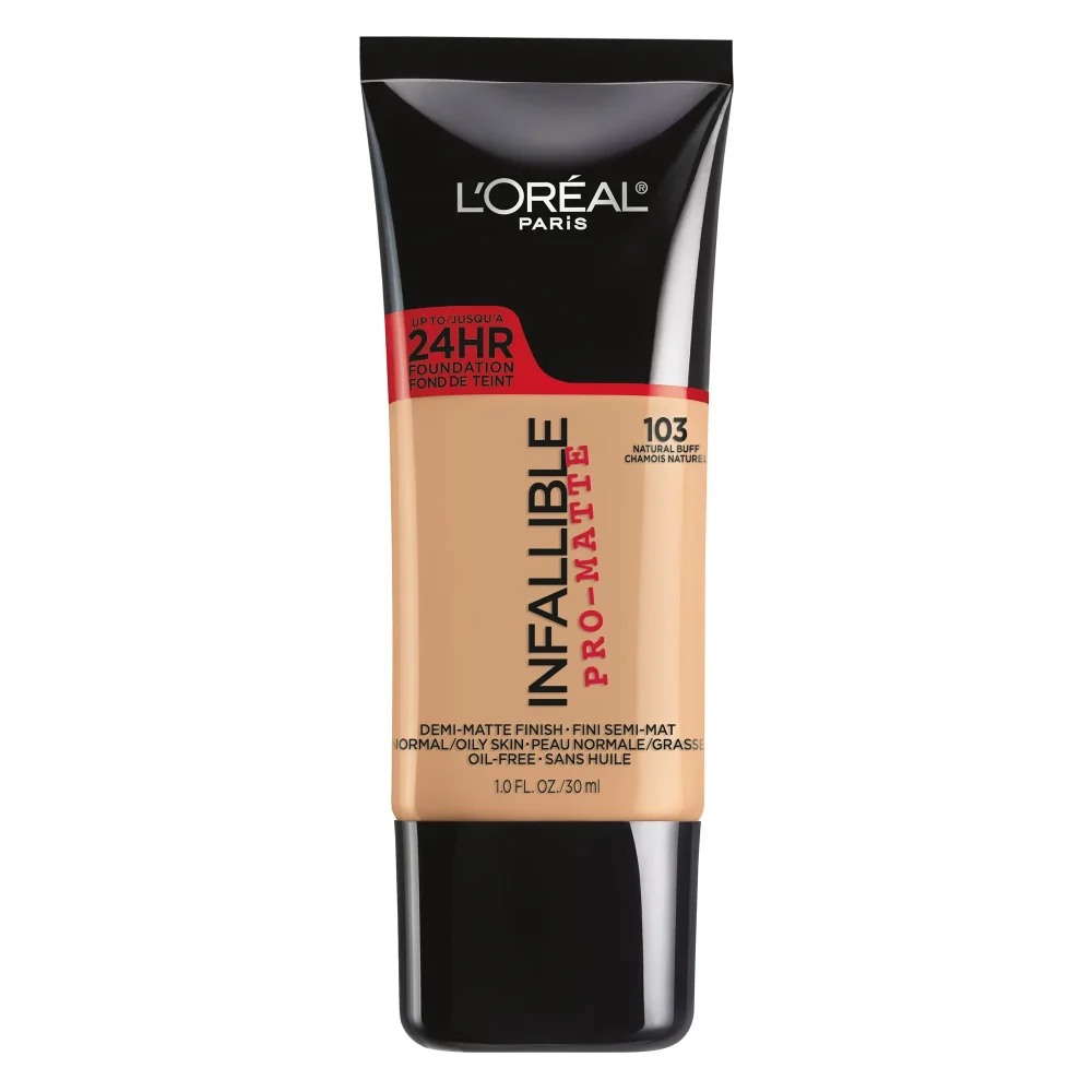 L’Oreal Paris Infallible Pro-Matte Liquid Foundation Makeup, 103 Natural Buff, 1 fl oz
