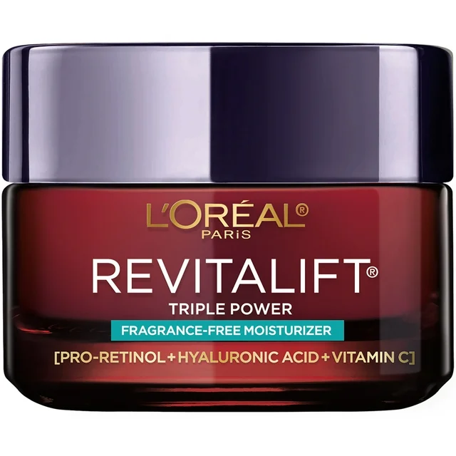 L’Oreal Paris Revitalift Triple Power Face Moisturizer, Unscented Cream, 1.7 oz