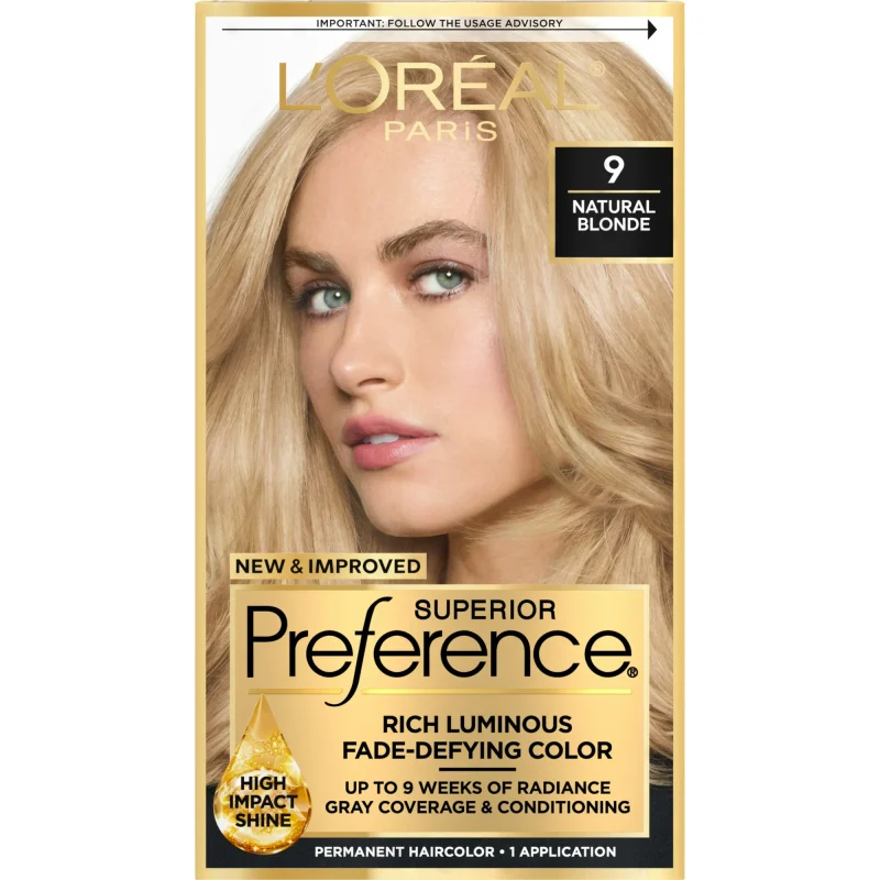 L’Oreal Paris Superior Preference Permanent Hair Color, 9 Natural Blonde