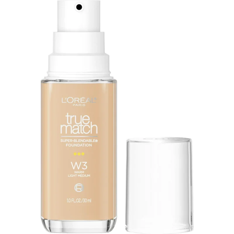 L’Oreal Paris True Match Cream Foundation Makeup, W3 Warm Light Medium, 1 fl oz
