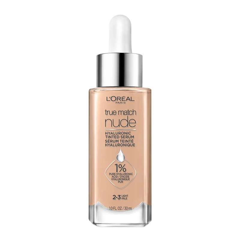 L’Oreal Paris True Match Hyaluronic Tinted Serum Foundation Makeup, 2-3 Light, 1 fl oz