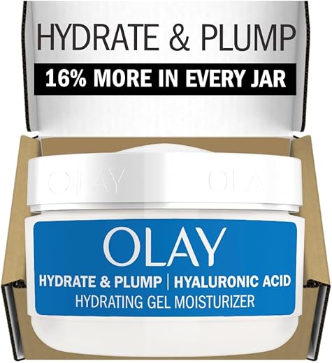 Olay Plump & Hydrate Hyaluronic Gel Face Moisturizer, 2 oz Fragrance Free Hydrating Gel Moisturizer for Dry Skin with Hyaluronic Acid and Niacinamide, Recyclable Eco Jar Packaging