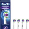 Oral-B 3D White Electric Toothbrush Head with CleanMaximiser Technology, Angled Bristles for Deeper Plaque Removal, Pack of 4, White