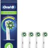 Oral-B Cross Action Electric Toothbrush Head With CleanMaximiser Technology, Angled Bristles For Deeper Plaque Removal, Pack Of 4, White- Packaging may vary