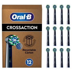 Oral B CrossAction Black Toothbrush Head - Pack of 12 Counts