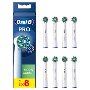 Oral B CrossAction White Toothbrush Head - Pack of 8 Counts