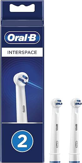 Oral-B Interspace Electric Toothbrush Head, Deep Plaque Remover, Pack of 2 Toothbrush Heads, Cleans Between Teeth, White