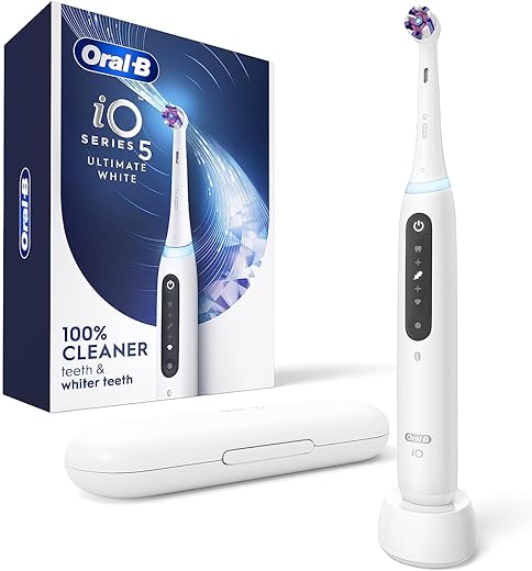 Oral-B iO Series 5 Electric Toothbrush with (1) Ultimate White Brush Head, Rechargeable, White