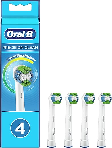 Oral-B Precision Clean Electric Toothbrush Head with CleanMaximiser Technology, Excess Plaque Remover, Pack of 4, White