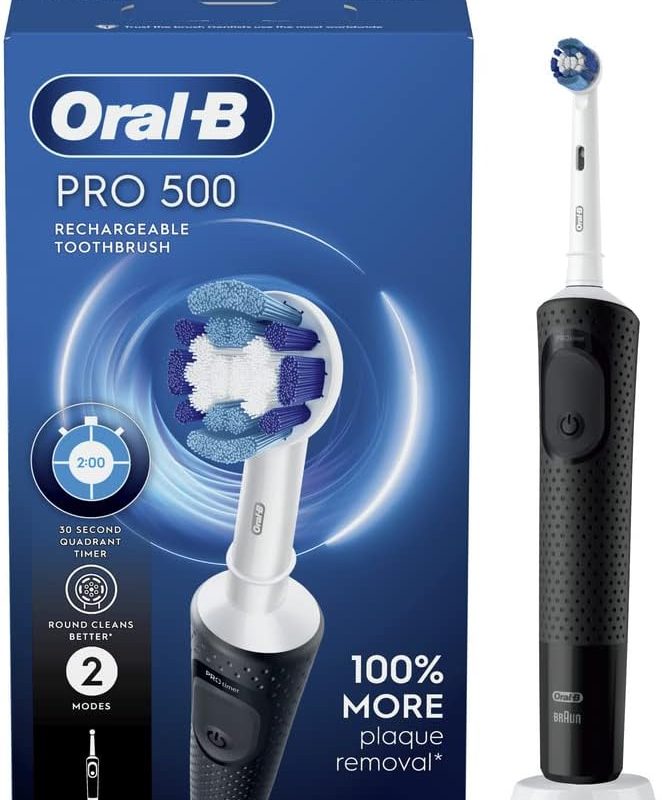 Oral-B Pro 500 Electric Toothbrush with (1) Brush Head, Rechargeable, Black