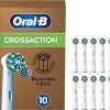 Oral-B Pro Cross Action Electric Toothbrush Head, X-Shape And Angled Bristles for Deeper Plaque Removal, Pack of 10 Toothbrush Heads, Suitable For Mailbox, White