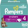Pampers Cruisers Diapers – Size 4, One Month Supply (160 Count), Disposable Active Baby Diapers with Custom Stretch
