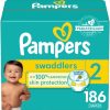 Pampers Swaddlers Diapers - Size 2, One Month Supply (186 Count), Ultra Soft Disposable Baby Diapers