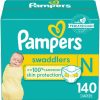 Pampers Swaddlers Newborn Diapers - Size 0, 140 Count, Ultra Soft Disposable Baby Diapers