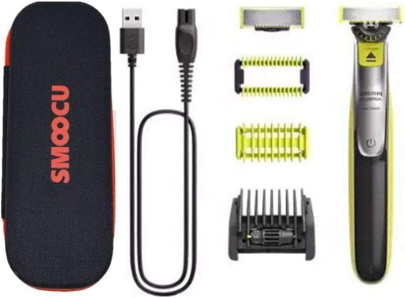 Philips Norelco OneBlade Hybrid Electric Trimmer, Shaver Kit for Men, Smoocu Case for Philips One Blade