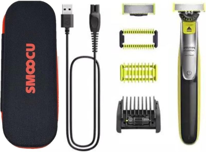 Philips Norelco OneBlade Hybrid Electric Trimmer, Shaver Kit for Men, Smoocu Case for Philips One Blade