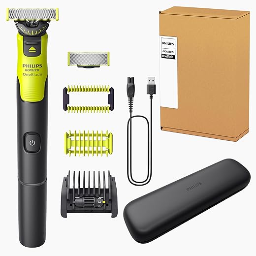 Philips OneBlade 360 Face + Body with Connectivity, Electric Shaver/Razor, Beard Trimmer, and Body Groomer, with 360 Blade, 5 Length Adjustable Comb, Bodygroom Kit, and 1hr Fast...