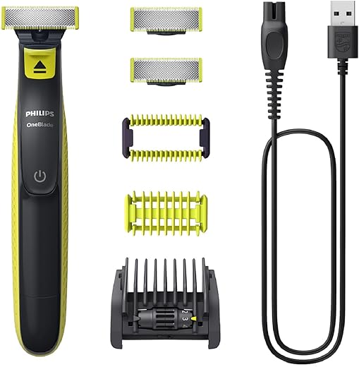 Philips OneBlade Original Hybrid Face + Body - Electric Beard Trimmer, Shaver and Body Groomer, 2 x Original Blade for face, 1 x 5-in-1 Adjustable Comb, 1 x Body Kit (Model...