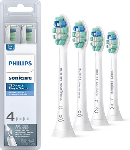 Philips Sonicare Optimal Plaque Control replacement toothbrush heads, HX9024/65, BrushSync™ technology, White 4-pk