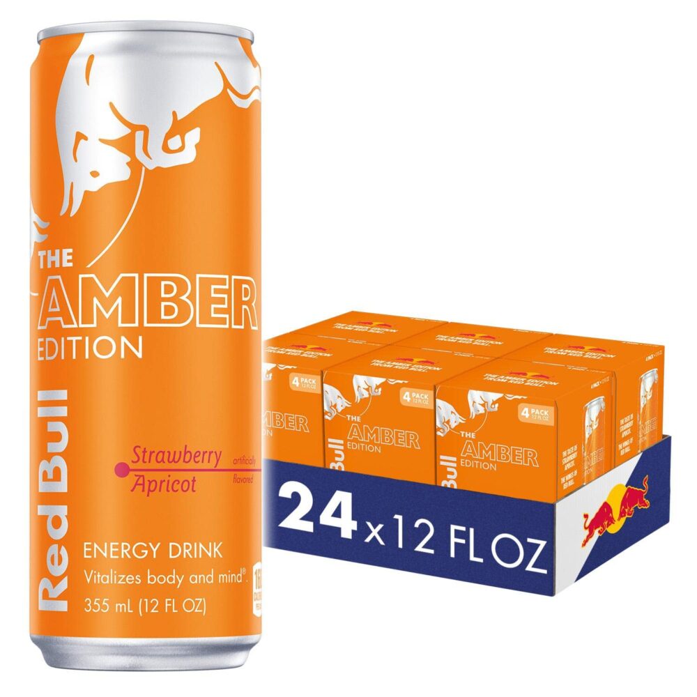 Red Bull Energy Drink, Amber Edition Strawberry Apricot, 12 fl oz (24 Pack)