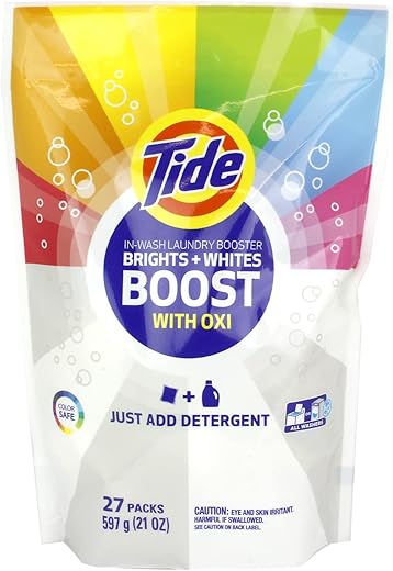 Tide Brights & Whites Odor Rescue, In Wash Odor Eliminator with Oxi, Scent Booster, Removes Odors in a Single Wash, 27 Count (Pack of 1)