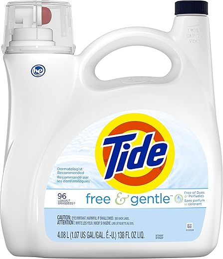 Tide Free & gentle liquid laundry detergent, 96 loads, 138 Fl Oz