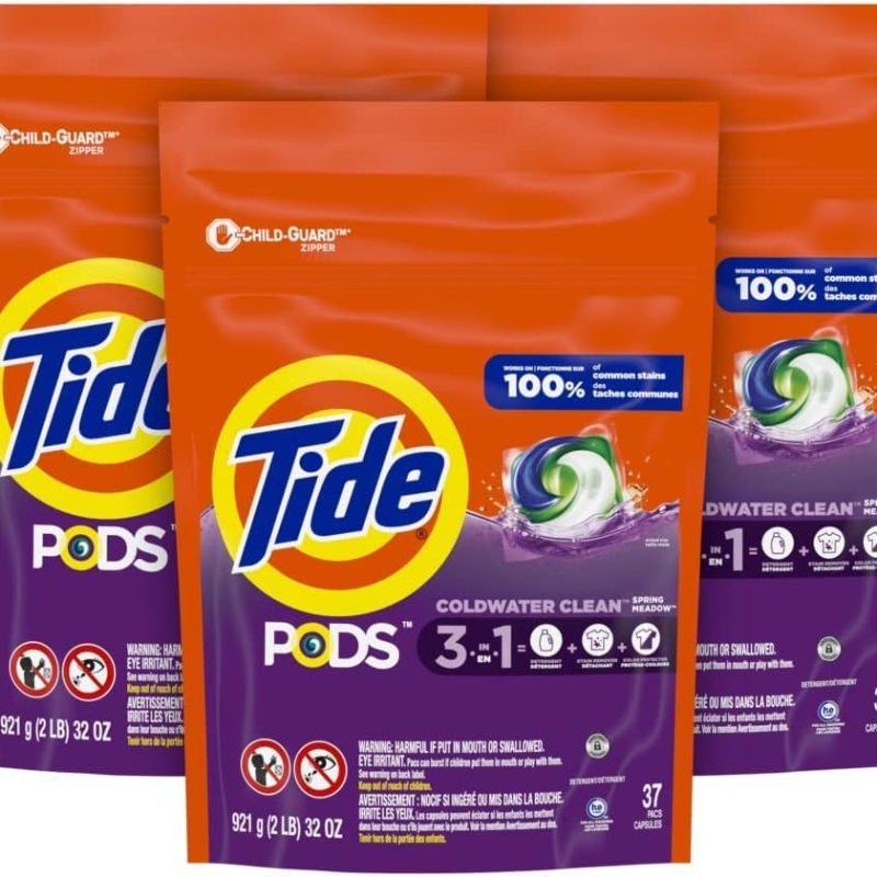 Tide PODS Laundry Detergent Soap Pods, Spring Meadow, 37 Count (Pack of 3 Bag Value Pack), Total 111 Count, HE Compatible