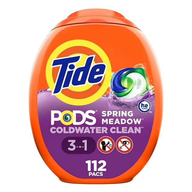 Tide Pods Laundry Detergent Soap Pods, Spring Meadow Scent, 112 Count