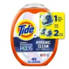 Tide Power PODs Hygienic Clean Heavy Duty Liquid Laundry Detergent Pacs HE Compatible 45 Count For Visible and Invisible Dirt